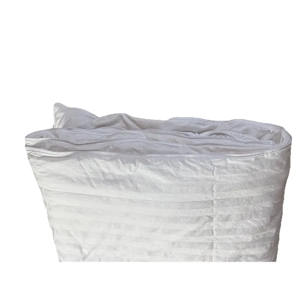 Damask Stripe Down Feather Comforter 82X60 Twin Solid White Cotton Blanket Mini